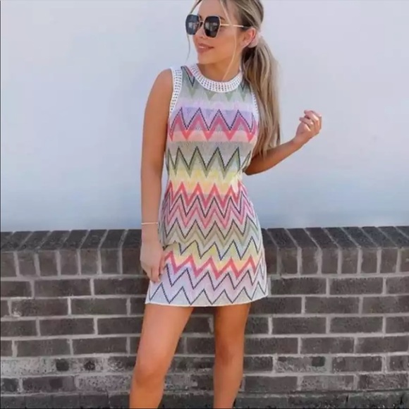 Knit Zig Zag Mini Dress - Picture 2 of 3